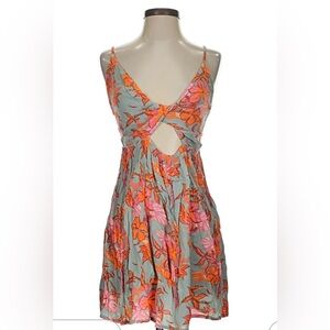 Roxy Floral Maxi Dress in Teal, Orange & Pink